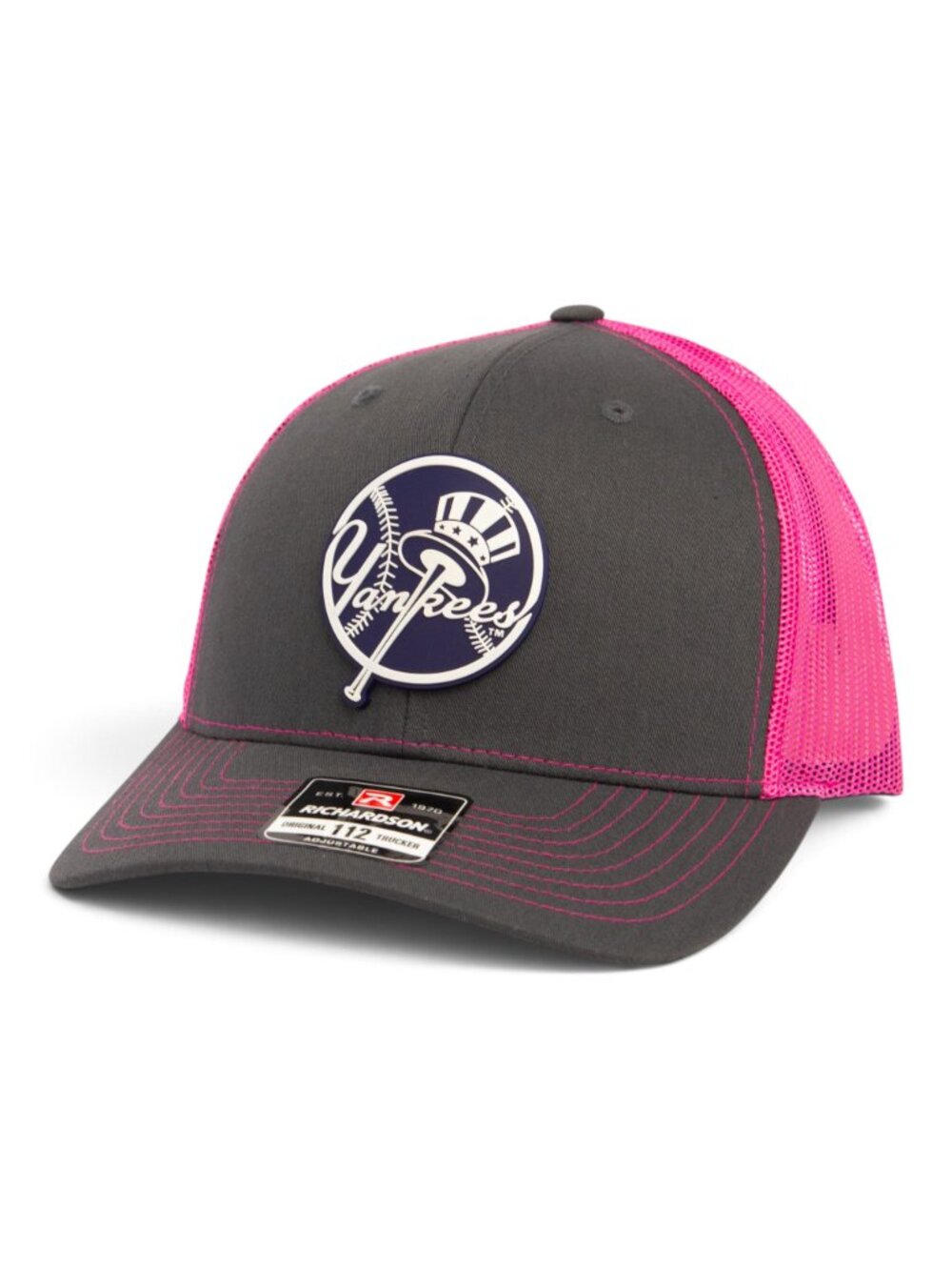 New York Yankees Navy 3D Snapback Trucker Hat- Charcoal/ Pink